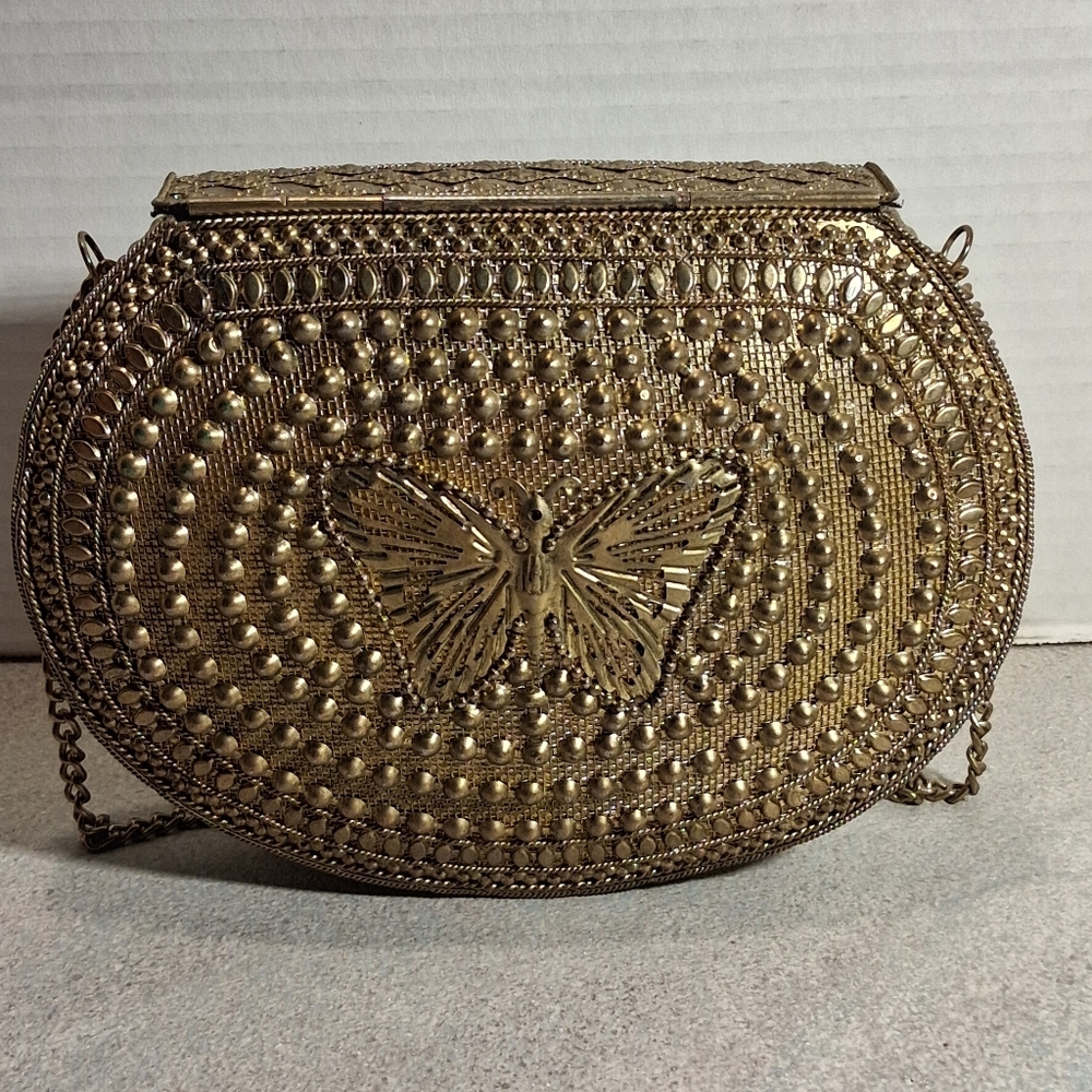 Earthbound Trading Brass Beaded Butterfly Crossbody Purse - Picture 2 of 6